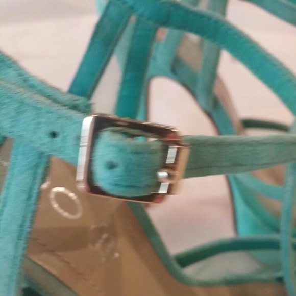 Aldo teal suede high heels sling - Picture 7 of 8